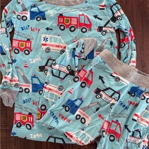 Little Sleepies Blue and Red Emergency Vehicle Pajama Set